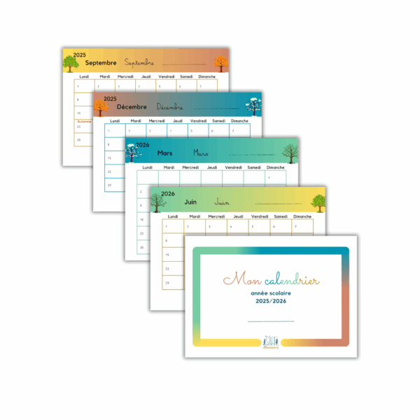 Calendrier Scolaire Montessori – De Septembre à Août (PDF Imprimable)